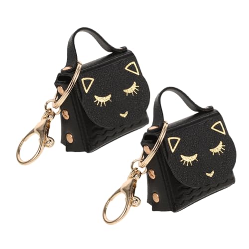 Warmhm 2 Stück Katzen Schlüsselanhänger Mini Geldbörse PU Material Robust Leicht Tragbar Für Kleingeld Shopping Reise Mädchen Zubehör von Warmhm