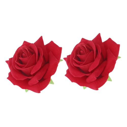Warmhm 2 Stück Künstliche Rosen Haarklammern und Broschen Teiliges Rot Kunstvoll Gestaltete Haarschmuck Damen für Hochzeit Party und Festliche Anlässe Detailreiche Verarbeitung von Warmhm