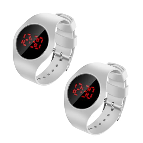 Warmhm 2 Stück LED Elektronische Uhr Ultra Dünne Armbanduhr Weiß für Schüler Digitale LED Anzeige Verstellbares Armband Modisches Design für Jungen und Mädchen Warmhm 2 Stück LED Elektronische Uhr Ultra Dünne Armbanduhr Weiß für Schüler Digitale LED Anzeige Verstellbares Armband Modisches Design für Jungen und Mädchen von Warmhm