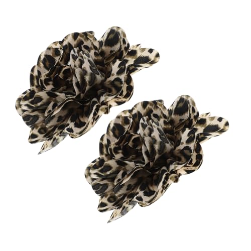 Warmhm 2 Stück Leopardenmuster Blumenbrosche Große Satinblume Anstecknadel Handgefertigt Modisch Für Kleidung Schal Hut Accessoire Damen Schmuck von Warmhm