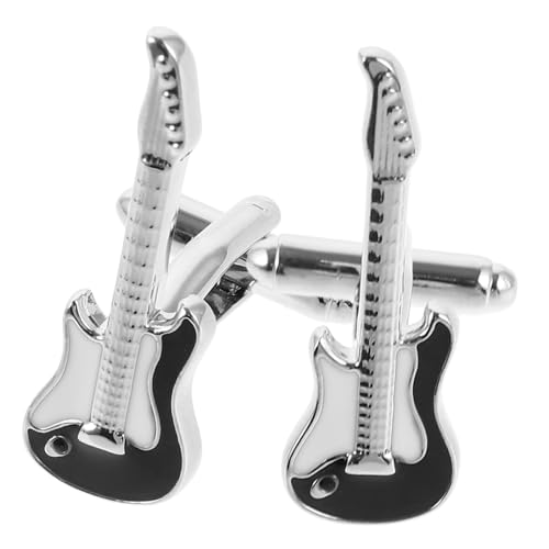 Warmhm 2 Stück Manschettenknöpfe Herren Gitarren design Robuste Metallknöpfe für Hemd Hochzeit Business und Feierlichkeiten Geschenkidee für Männer und Frauen von Warmhm