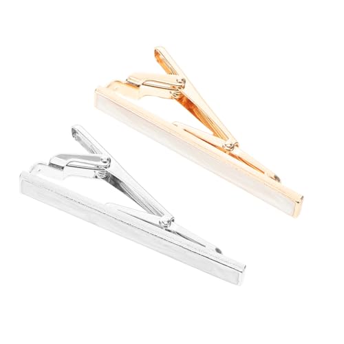 Warmhm 2 Stück Metall Krawattenklammern für Herren Stilvoller Vintage Business Look Krawattenhalter für Hochzeit und Formelle Anlässe Gold und Silberfarbene Ausführung von Warmhm