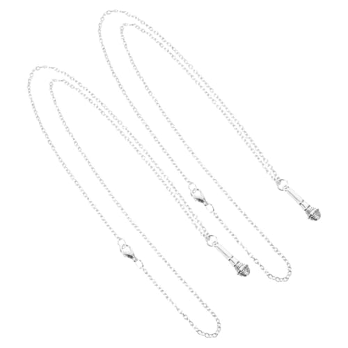 Warmhm 2 Stück Mikrofon Anhänger Halskette Teiliges Damen Verstellbare Kette Langlebige Legierung Modisches Design für Alltag und Besondere Anlässe von Warmhm