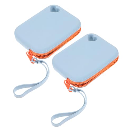 Warmhm 2 Stück Mini Silikon Aufbewahrungstaschen wasserdichte Flexible Geldbörse für Schlüssel Karten Kabel und Kleine Zubehörteile Praktisch für Täglichen Gebrauch Blau von Warmhm