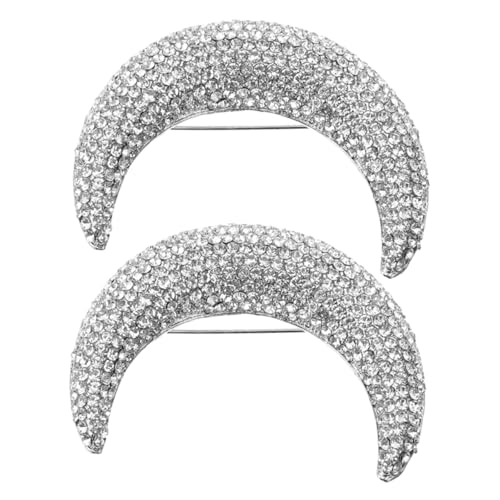 Warmhm 2 Stück Mond Brosche mit Strass für Damen Dekorative Anstecknadel für Kleidung Schal Hut Rucksack Funkelnde Brosche im Vintage Stil von Warmhm