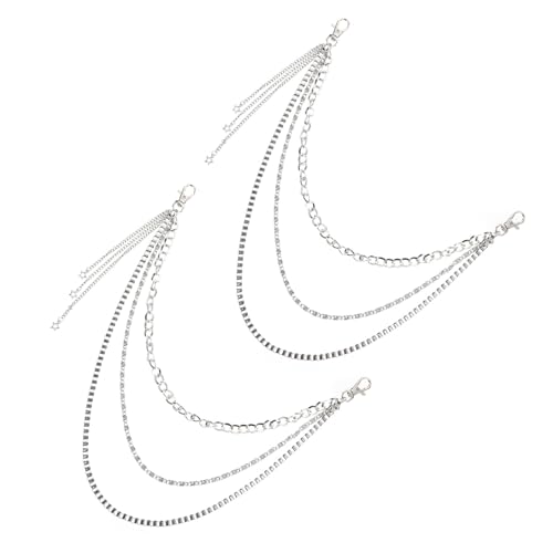 Warmhm 2 Stück Multilayer Fashion Waist Chain für Herren Verstellbare Hip Waist Chain aus Langlebigem Legierungsmetall Stylische Jeans und Lederhosenkette Modisches Accessoire für von Warmhm