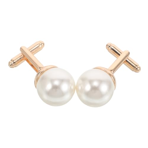 Warmhm 2 Stück Perlen Manschettenknöpfe Metall für Herren Klassische Tuxedo Hemd Manschettenknöpfe für Hochzeit und Business Elegantes Schmuckaccessoire für Hemden und Blusen von Warmhm