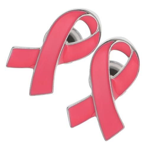 Warmhm 2 Stück Pinke Awareness Broschen Schleifenform Modisch Vielseitig Tragbar für Frauen Stilvolle Brustkrebs Bewusstseins Anstecknadeln von Warmhm