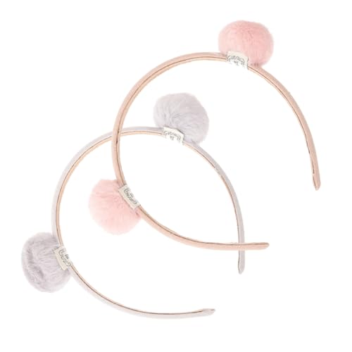 Warmhm 2 Stück Pompon Haarband Für Mädchen – Flauschige Plüsch Haarschmuck Mit Rosa Und Grau Für Party - Kostüm Und Kreative DIY-Projekte – Perfekter Kopfschmuck Für Jedes Event von Warmhm