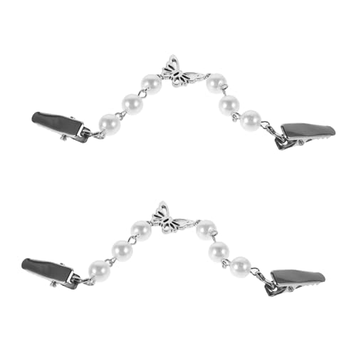 Warmhm 2 Stück Retro Cardigan Clips mit Schmetterling Imitationsperlen Strickjacken und Schalhalter Vielseitige Damen Broschen für Pullover Shawls Rutsch Kleiderclips von Warmhm