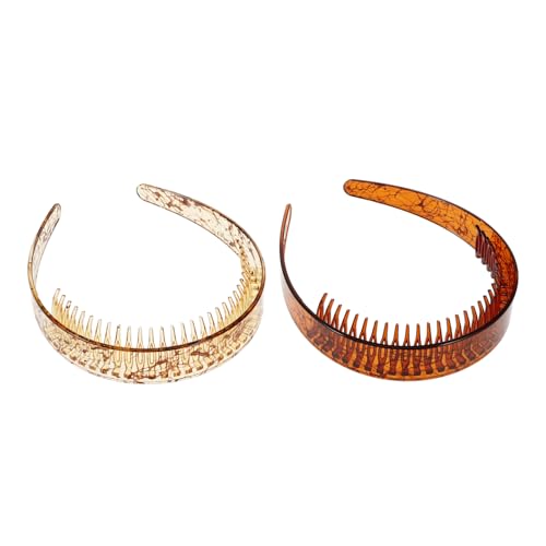 Warmhm 2 Stück Rutsch Haarreifen mit Zähnen Breiter Flexibler Haarkamm Leichtem PC Material Stabiler Halt für Damen Geeignet für Make Up Sport und Verschiedene Haarstile Vintage Stil von Warmhm