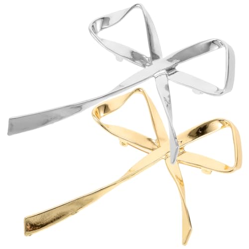 Warmhm 2 Stück Schleifen Broschen für Damen Anstecknadel für Jacke Kleid und Schal Gold und Silber Stabile Vielseitig Einsetzbar Modisches Accessoire von Warmhm