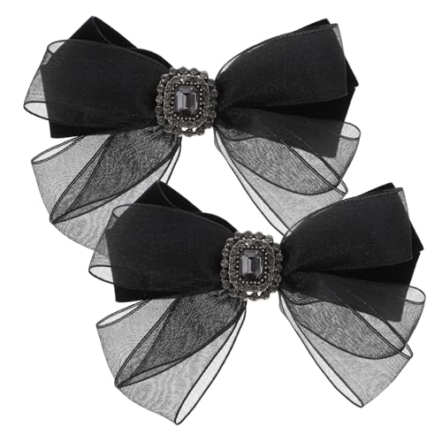 Warmhm 2 Stück Schwarze Haarklammern mit Strass und Mesh Schleifen Dekorative Haarschleifen Clips für Damen Leicht und Elegant für Partys Hochzeiten und Alltag von Warmhm