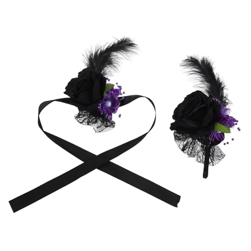 Warmhm 2stücke Halloween Corsage Handgelenkarmband Mit Künstlichen Blumen Für Frauen Hochzeitsblumenarmband Corsagearmband Für Bräute Und Brautjungfern Handgelenkcorsage von Warmhm