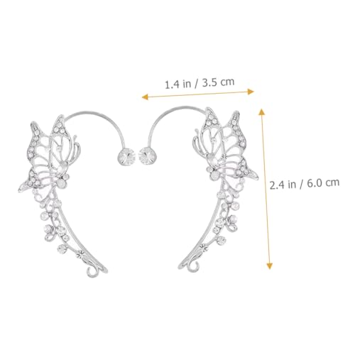 Warmhm 2 Stück Silberfarbene Schmetterling Ohrmanschetten Ohrringe Damen Nicht Durchstoßen Ohrclips Leichtes Legierungs material Elegant Für Party Büro Alltag von Warmhm