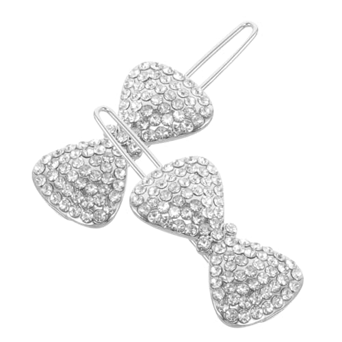 Warmhm 2 Stück Silberne Haarklammern mit Funkelnden Strasssteinen Klassische Schleifenform Sichere Clips für Damen Vielseitige Haarspangen für Haartypen Elegante Haar accessoires von Warmhm