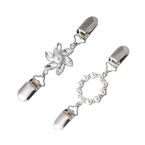 Warmhm 2 Stück Teiliges Damen Perlenpullover Clips Strickjacken und Schalklammern aus Zinklegierung Broschen zur Kleidungsfixierung Bequemes Anbringen für Alltag und Festtage von Warmhm