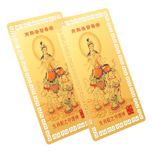 Warmhm 2 Stück Teiliges Feng Shui Jahr der Schlange Metall Glücksbringer Tragbare Chinesische Schutzkarten für Geldbörse und Zuhause Erfolg und Wohlstand von Warmhm