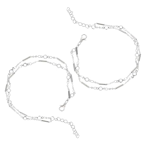 Warmhm 2 Stück Teiliges Fußkettchen aus Metallrohr Silberne Fußschmuck Ketten Leichtes Modisches Accessoire für Damen Geeignet für Strand und Alltag Langlebig und Auffällig von Warmhm