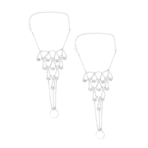 Warmhm 2 Stück Teiliges Fußkettchen für Damen mit Verstellbarem Metallband und Funkelnden Strasssteinen Leichtes Komfortables Schmuckstück für Strand Hochzeit und Sommerurlaub von Warmhm