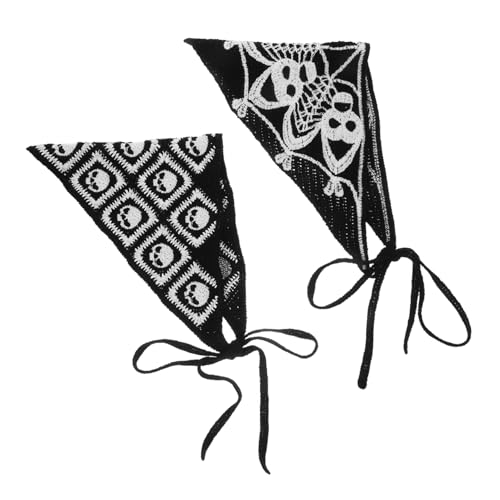 Warmhm 2stücke Häkel-bandana Für Damen Mit Totenkopf Und Spinnennetz-muster Im Gothic-stil Weiches Stirnband Aus Gehäkelten Materialien Für Halloween-partys Und Thementreffen von Warmhm