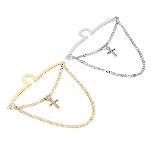 Warmhm 2 Stück Teiliges Ketten Kreuz-design Edle Metall-krawattenklammern für Herren Sichere Befestigung Langlebiges Kupfermaterial für Business Hochzeiten und Formelle Anlässe von Warmhm