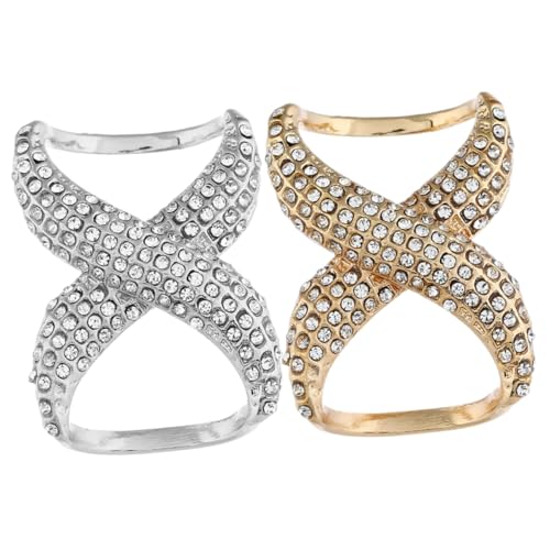 Warmhm 2 Stück Teiliges Modische Strass Schalringe in Gold und Silber Strapazierfähige Halstuch und Shirt Clips Glatte Oberfläche Schützt Stoffe Vielseitig für Frauenbekleidung und von Warmhm