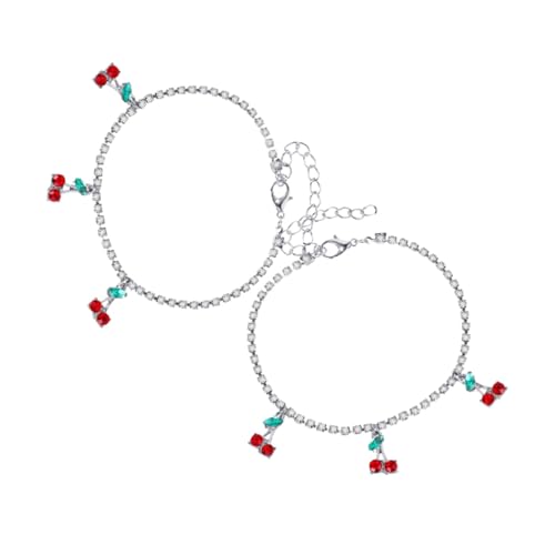 Warmhm 2 Stück Verstellbare Fußkettchen mit Strassanhänger Tennis Kette Sommerliches Schmuck für Damen Lässiger Strandlook Vielseitig Kombinierbar von Warmhm