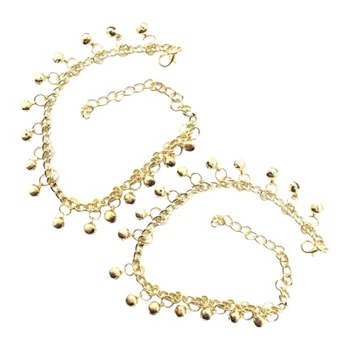 Warmhm 2 Stück Verstellbare Glocken Fußkettchen für Damen Sommer Fußkette für Strandpartys Goldene Mehrschichtige Schmuckstücke zur Betonung der Knöchel von Warmhm