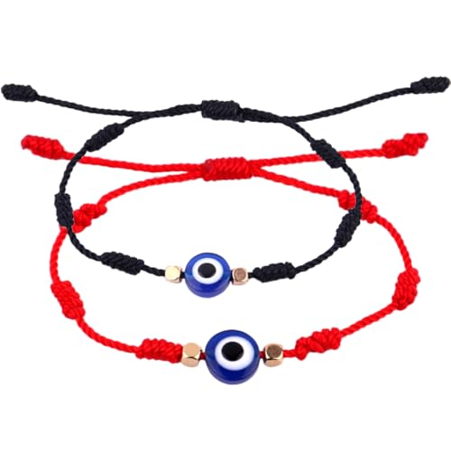 Warmhm Evil Eye Armband 2 Stück Geflochtene Verstellbare Armbänder für Männer und Frauen Freundschaftsarmband Schnurarmband Böser Blick Schmuck von Warmhm