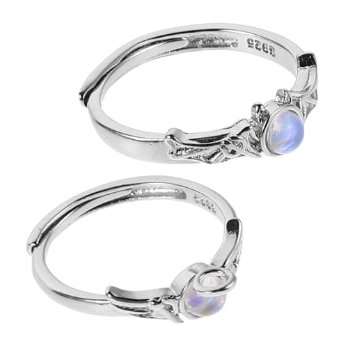 Warmhm 2 Stück Verstellbare Partner Ringe Teilig mit und Damen Herren Schmuck Modernes Minimalistisches Design Komfortabler Sitz Symbolische Liebesringe von Warmhm