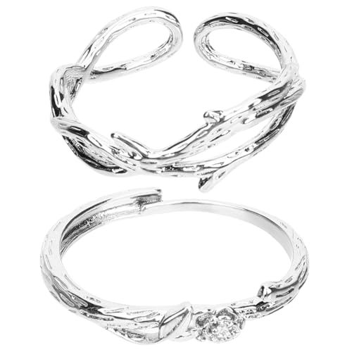 Warmhm 2 Stück Verstellbare Ringe Rosen Design Verlobungsringe Damen Herren Valentinstag Jahrestag von Warmhm
