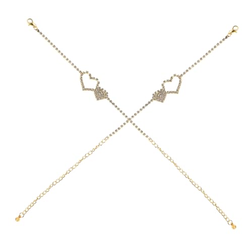 Warmhm 2 Stück Verstellbares Herz Fußkettchen für Damen Strass Schmuck Boho Strand Accessoire Langlebig Sicherer Halt für Sommerurlaub Yoga Tanz und Strandmode von Warmhm