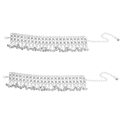Warmhm 2 Stück Vintage Glocken Fußkettchen Mehrschichtiges Verstellbares Link Chain Fußkettchen Ethnischer Stil Fußkette Schmuck für Frauen Belly Dance Strand Festival Sandalen von Warmhm