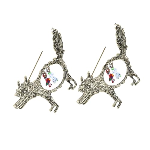 Warmhm 2 Stück Vintage Hollow Wolf Brosche für Damen und Herren Retro Anstecknadeln für Kleidung Rucksack Jacken Vielseitiges Dekorationsaccessoire von Warmhm