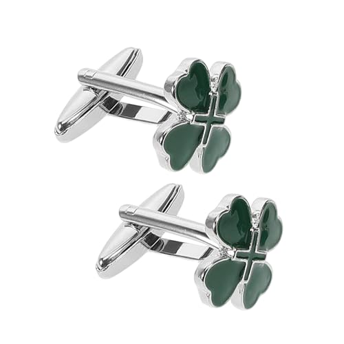 Warmhm 2stücke Vierblättriges Kleeblatt Manschettenknöpfe Aus Legierung Mit Emaille-details Für Herren Manschettenverschlüsse Irische Design Kompass Manschettenknöpfe Für St Patricks Day von Warmhm