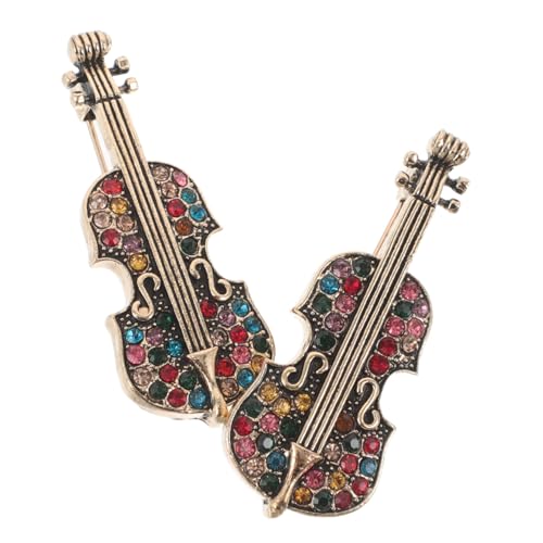 Warmhm 2 Stück Vintage Violin Broschen für Damen mit Strasssteinen Stilvolle Schmucknadeln für Schals Strickjacken und Kleidung Musikalisch Inspirierte Metallbroschen als Modisches von Warmhm