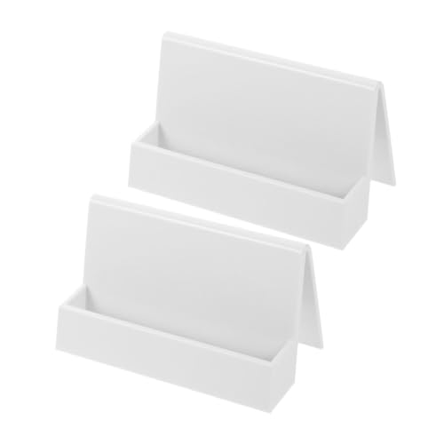 Warmhm 2 Stück Visitenkartenhalter Kompakt Platzsparend Robust für Schreibtisch Büro Flexibel Aufstellbar Langlebig Weiß von Warmhm