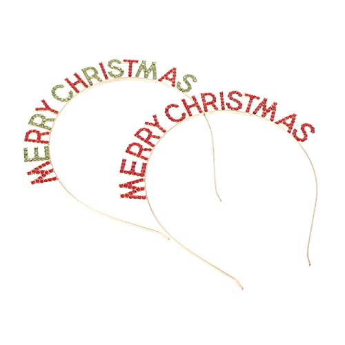 Warmhm 2 Stück Weihnachts Haarreifen mit Bunten Buchstaben Dekorative Xmas Kopfbedeckung für Festliche Anlässe Party Requisiten für Fröhliche von Warmhm