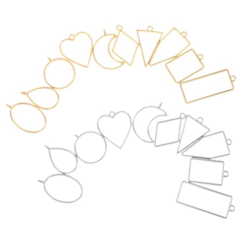 Warmhm 20 Stück Teiliges Schmuckanhänger Langlebiger Zinklegierung Geometrische Herz und Tropfenform Offene Fassung Vielseitige DIY Schmuckherstellung Stabile Resin Lünette für von Warmhm