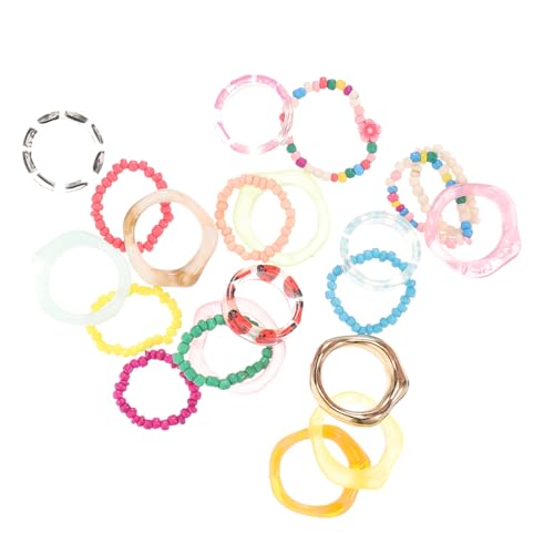 Warmhm 21 Stück Teiliges Bunte Resin Fingerringe Kreative Knöchelhohe Ringe für Frauen und Mädchen Modisches Angenehmes Design Vielseitig Kombinierbar für Alltag Party und Arbeit von Warmhm