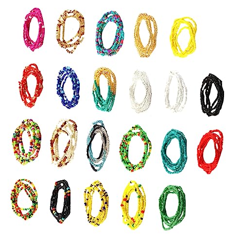 Warmhm 22 Stück Handgefertigte Teilig Farbige Frauen Taillenkette aus Elastischen Perlen Mehrlagige Körperkette für Strandparty Nachtclub Festival Modischer Körperschmuck von Warmhm