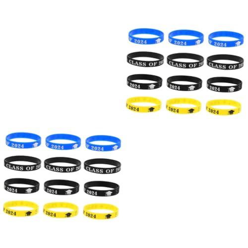 Warmhm 24 Stk Abschlussarmband pieces memories Armbänder Dekor Silikonarmband für Abschlussfeiern Partyangebot der Klasse 2024 Handgelenk Schmuck Absolvent schmücken Campus Kieselgel von Warmhm