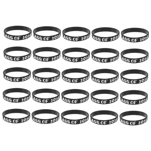Warmhm 25 Stück Class Of Silikonarmbänder Graduation Party Armbänder Unisex Dehnbar Langlebig Schwarz mit Weißer für Abschlussfeier und von Warmhm
