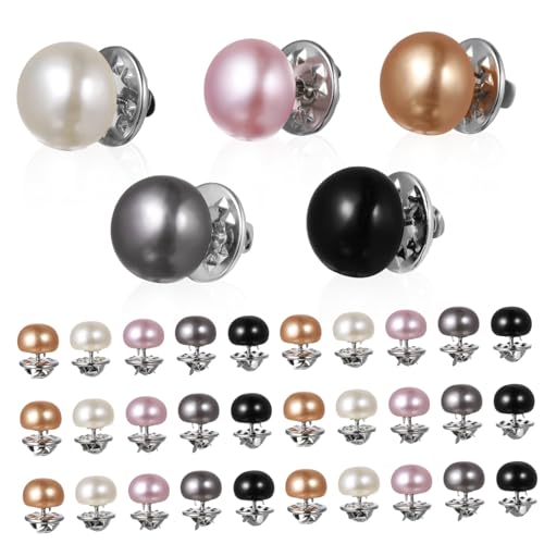 Warmhm 25 Stück Exposure Broschenknöpfe für Kleidung Schwarz Hellrosa Perlenweiß Champagner Verhindert Versehentliche Belichtung für Hemden Röcke Cardigans von Warmhm