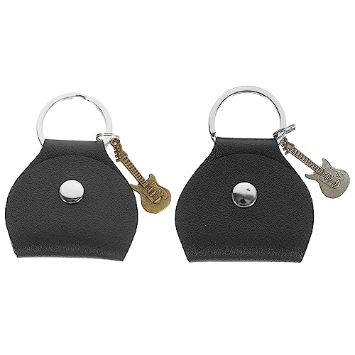 Warmhm Gitarren Plektrumhalter Etui aus Leder 2 Stück Schlüsselanhänger für Gitarrenplektren Modisches Gitarrenzubehör Organizer für Verschiedene Größen für Musiker und Sammler von Warmhm