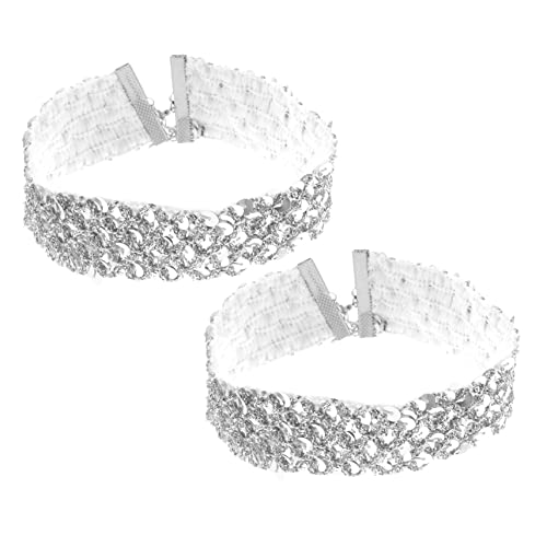 Warmhm 2Stücke Glitzer Choker Halskette für Frauen Kurzkragen mit Strass für Karneval Cosplay und Partys Funkelnde Modeschmuck Accessoires für von Warmhm
