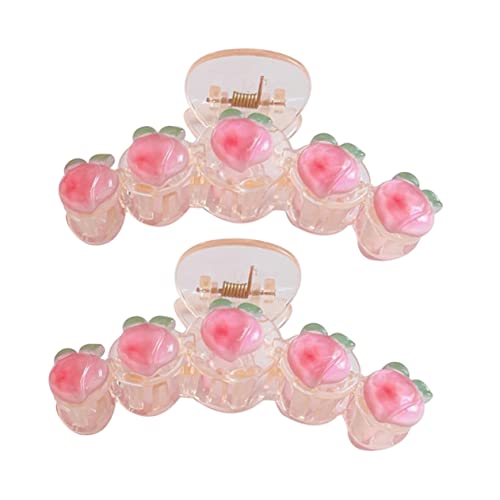 Warmhm 2Stücke Haarklammer im Pfirsichdesign Süße Haarklaue für Damen für Verschiedene Frisuren Rutschfeste Haarspange für Dickes und Dünnes Haar von Warmhm