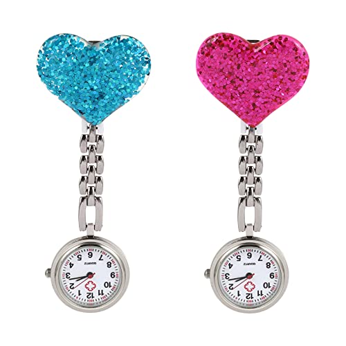 Warmhm Krankenschwesteruhr 2 Stück Taschenuhr für Damen Legierung Pflegeuhr Leichte und Tragbare Fob Uhr Medizinische Uhr für Krankenschwestern von Warmhm