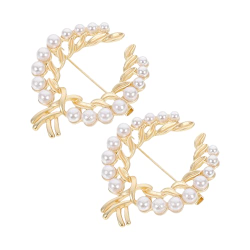 Warmhm 2stücke Vintage Perlen Brosche Damen Pins Kleidung Dekoration Legierung Corsage Pullover Broschen Schmuck Abzeichen von Warmhm